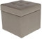 postergaleria Polsterhocker, 45x45 cm, Farbe Beige – weicher Sitz, aufklappbar mit Stauraum (50l) hält Einer Belastung von bis zu 100 kg Stand, Velours – Hocker für Wohnzimmer, Schlafzimmer, Diele