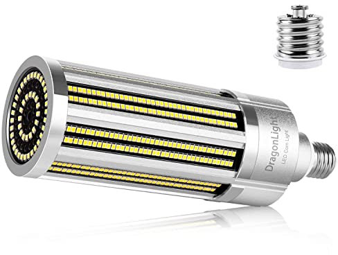 DragonLight 120W Superhell Mais Licht LED Glühbirne Lüfterlos(Ersetzt 800Watt) - E27 LED Lampe mit E40 Adapter - 5000K Kaltweiß 14,400 Lumens für Gebiet Beleuchtung - Garage Werkstatt Straßenleuchte