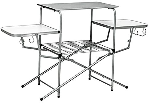 Outdoor Portable Folding Camp Kitchen Table, Aluminum Camping Table With Hook And Storage Rack For Outdoor Tent Beach Party