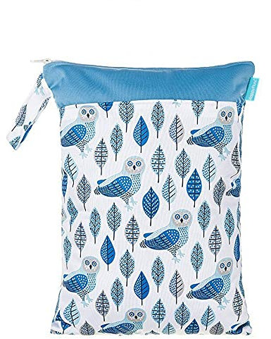 Wasserdichte Windeltasche Baby Trocken und Nasstasche, Treer Wiederverwendbar Doppel Reißverschluss Kreatives Muster Windel Stoffwindeln Organiser Beutel für Hinausgehen (Eule)