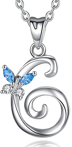 EUDORA Harmony Ball Kette mit Buchstaben G Ketten für Damen Sterling Silber 925 Halskette mit Namen Schmetterling kette mit Zirkonia Alphabet Initialen G Anhänger Schmuck für Frauen Mama Geschenk