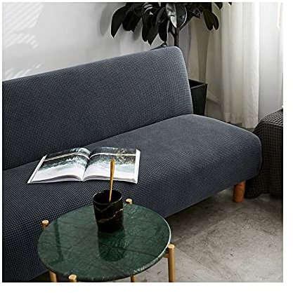 Daesar Couchbezug für Schlafcouch ohne Armlehne 3 Sitzer, Überwürfe Sofabezug Ecksofa Polyester Dunkelgrau Sofabezug Stretch Wasserdicht 190-210