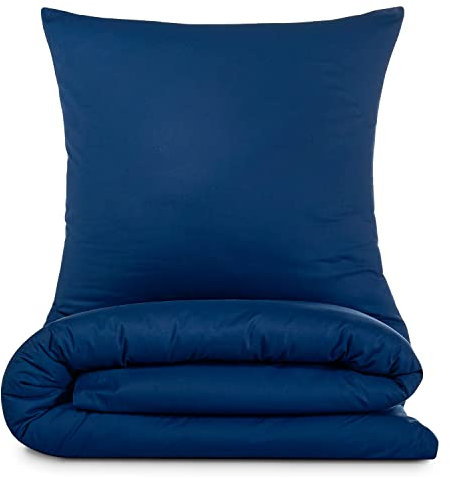 Alreya Renforcé Bettwäsche 240 x 220 cm mit 2 Kissenbezuge 80 x 80 cm - 100% Baumwolle mit YKK Reißverschluss, Superweiches Bettbezug, Blau