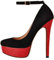 Only maker Damen Glitter Plateaupumps High Heels mit Schnalle Pfennigabsatz Wildleder Zweifarbig Schwarz Rot 40 EU