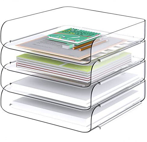 Tomorotec büro zubehör, 4 Stück, papierablage, briefablage a4, transparent, PET, stapelbar, dokumenten-0rganizer,ablage Schreibtisch,Schreibtisch