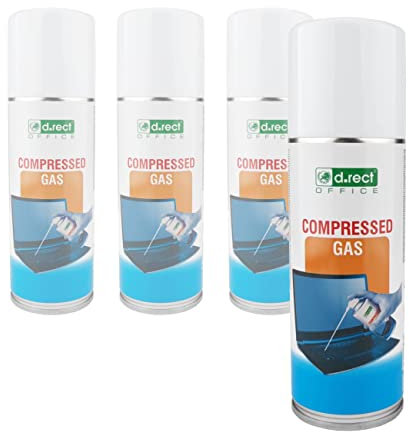 D.RECT Compressed Air Spray 4 x 200ml - Air Duster Can - Dust Cleaner PC, Keyboards, Computers, Cameras, Mobile Phones - Computer Blower Spray