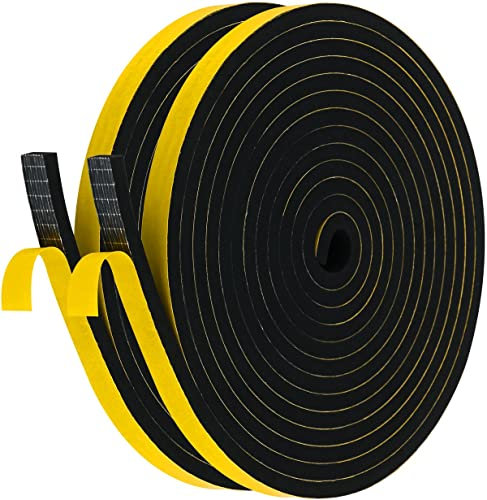 Palazen 8m Dichtungsband Selbstklebend für Türen Fenster 12mm(B) x6mm(D) Moosgummi Dichtband als Tür-Fenster-Dichtung-Zugluftstopper Schaumstoffband Abdichtung Schwarz [2 Rollen mit je 4m]
