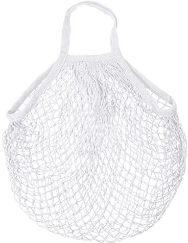 sourcing map Cotton Mesh Bag, 15x13.8 Reusable Washable Mesh Net String Grocery Bags Organizer for Fruits Vegetables Shopping White