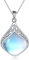 YAFEINI Mondstein Kette Sterling Silber Vintage Stil Filigraner Tropfen Anhänger Halskette Schmuck Geschenke für Damen und Mädchen