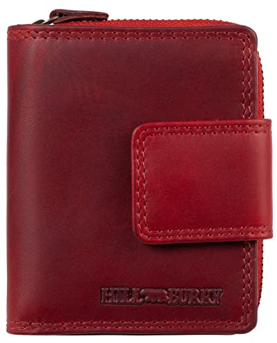 Hill Burry Geldbörse - Unisex | Echtes Leder | Robuste Verarbeitung und hervorragendes Handling | Professionelles Portemonnaie | Viele Fächer 5026 Red