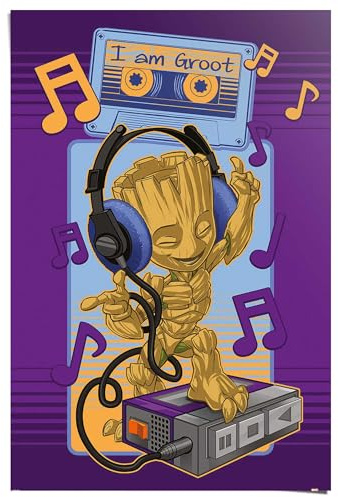 REINDERS Poster, Guardians of the Galaxy - groot cassette, Teenager Zimmer, Poster, Wanddeko, Room Decor, Bilderdruckpapier, Lila, 91,5 x 61