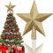 Strahlender Weihnachtsbaum Sternspitze - 20cm Weihnachtsbaumspitze Gold, Spitze Für Weihnachtsbaum, Christbaumspitze Aus Kunststof, Glänzender Für Festliche Weihnachtsdekorationen