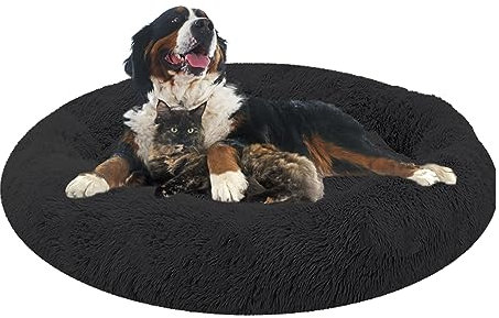 XIEMINLE Orthopädisches Hundebett, Round Plüsch Hundebett, Haustierbett für Große Mittelgroße Hunde, Hundesofa Katzenbett Donut, Waschbar Hundekorb Antistress Kuschelig Hundekissen(Ø100cm)