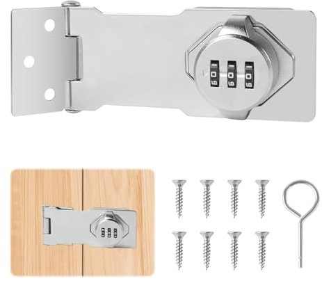 Cerradura de Combinación Sin Llave de 3 Dígitos - Metal, 4,5 Pulgadas, Para Gabinetes, Puertas Pequeñas, Armarios y Puertas de Granero al Aire Libre