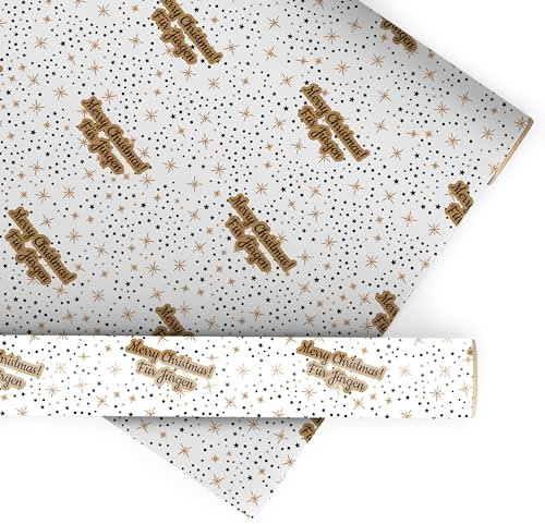 wandmotiv24 Geschenkpapier personalisiert, 100 x 140cm, 1.4 qm, Text anpassen, Weihnachten, Sterne, Fotogeschenk, Geschenk für Freunde und Familie M0043