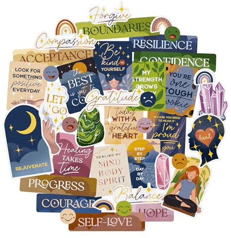 Navy Peony Healing Journey Vision Board-Aufkleber (41 Stück) – Selbstpflege, spirituelle Zielsetzungsaufkleber für Planer, Tagebücher, Sammelalben