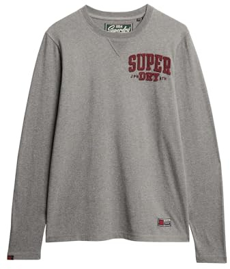 Superdry Herren Vintage Athletic Long Sleeve Top Mittelgrau Meliert XL