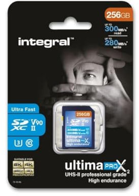 Integral 256GB UHS-II SD Card V90 Up to 300MBs Read and 280MBs Write Speed 1866X SDHC Professional High Speed Memory Card