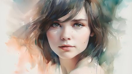 adrium Acryl-Bild 130 x 70 cm: Porträt einer schönen jungen Frau mit langen Haaren. Digitale Zeichnung. (202753472)