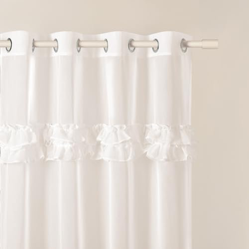 ROOM99 Gardine mit Ösen Frilla 350 x 250 cm Breite x Höhe Wohnzimmer Transparent modern Vorhang Schal Wohnzimmer Schlafzimmer Creme Rüsche, 1 Stück