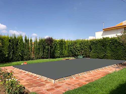 Cobertor o Lona para Piscina | 4 x 9m | con 15cm Extra por Cada Lado (4,3 x 9,3m) | Color Gris Oscuro | Fácil de Instalar