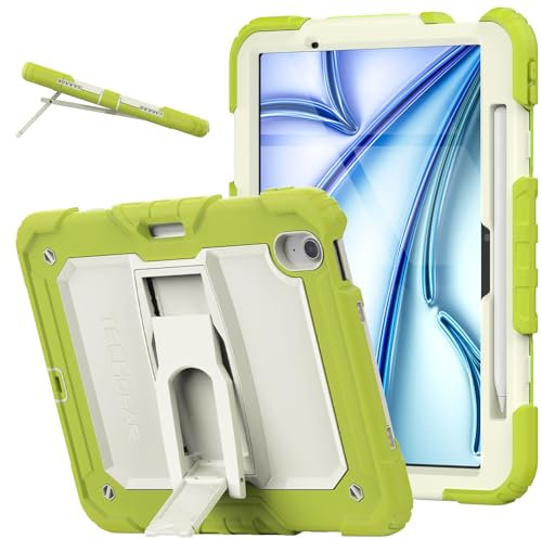 TECHGEAR ArmourSHIELD - Custodia per Apple iPad Air 11 (M3 2025 / M2 2024), robusta custodia integrale resistente agli urti con supporto pieghevole e pellicola protettiva, per bambini, scuola,