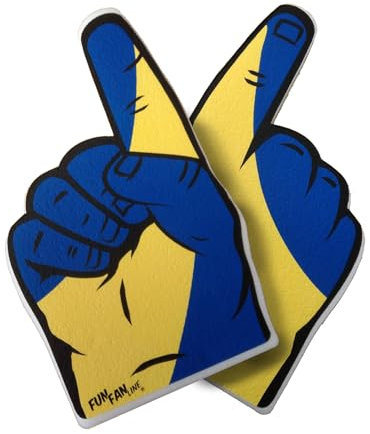 FUN FAN LINE Schaumstoff-Hand mit Riesigen Finger - Landesflaggen für Sportliche Feiern - Stadion-Animationshandschuh - 2 Einheiten Doppelseitig 46 x 27cm. (Schweden und Ukraine)