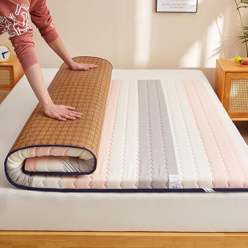 SDGHH-8MMDM Futon-Faltmatratze Aufrollbare Matratze Matte Atmungsaktive Bodenliege Gästebett Für Camping Couch,Rosa,90 * 200cm