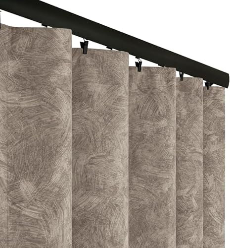 Voppi Froschvorhang Sicherheitsnadeln Tunnel 140 x 240 cm braun halbdunkel Blickdicht Vorhang mit Steinmuster ideal für Moderne Räume