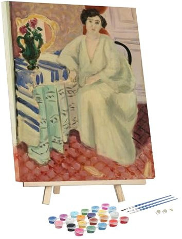 Peinture par numéro pour adultes débutants intérieur avec figurine assise peinture par Henri Émile Benoît Matisse Peinture par numéros pour adultes débutants Peinture par numéros encadrée et chevalet