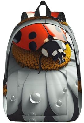 KCGSDEGV Ladybug bedruckter Reise-Laptop-Rucksack, Segeltuch, Laptop-Tagesrucksack, leicht, Schulrucksack, Business-Rucksack, Taschen für Männer und Frauen, Schwarz , M