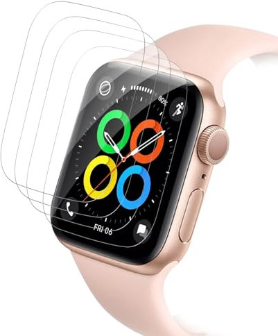 Agedate 4 Stück Schutzfolie für Panzerglas für Apple Watch 4/5/6/SE 44mm Folie, Flexible TPU, Blasenfreie für Watch 44mm Displayschutz, Fingerabdruck, Weich HD Klar für SE 44mm Panzer Schutz Glas
