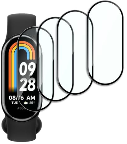 Dlxiks Protector de Pantalla para Xiaomi Smart Band 8, Película protectora Antiarañazos, Dureza 9H, fácil instalación, Sin Burbujas, Antiarañazos, HD Transparente, 4 Unidades
