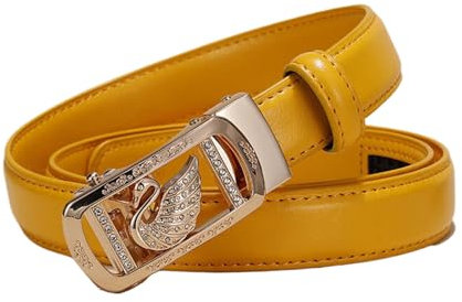 PYWJGZSX Damen Gürtel, Damen Gürtel, Tier Muster Damen Leder Mode Gürtel, Legierung Automatische Schnalle, Mode Jeans Gürtel/Yellow/110Cm/43.3''