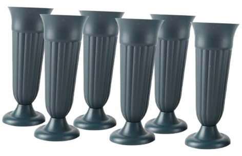 NULYLU Lot de 6 Pots de Fleurs en Plastique Vert Robuste pour Cimetière Vase Funéraire pour Service Commémoratif