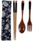 BEBEMOKO Cubiertos De Madera Reutilizables Con Bolsa De Palillos Tenedor y Cuchara Para Picnic y