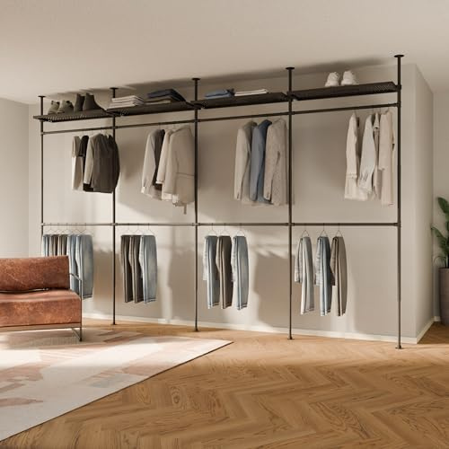 pamo Industrial pipe clothing rack metal black - Wall mounted clothes racks for hanging clothes - Modern walk in closet - LOFT IV METAL BLACK 4