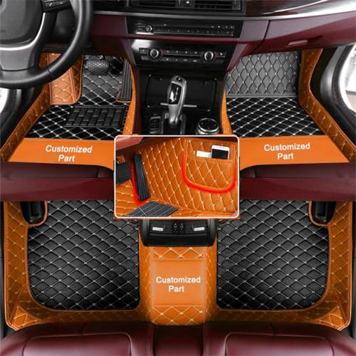 Zwei Farben Anpassen Auto Fußmatte für Peugeot 307 308 308CC 308GT 407 508 5008 RCZ wasserdichte Fussmatten rutschfeste Automatten Orange und Schwarz