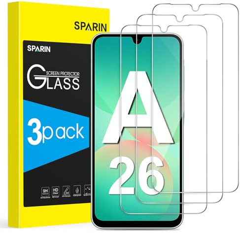 SPARIN Panzer Schutz Glas für Samsung Galaxy A26 5G, 3 Stück | Schutzfolie für Samsung A26, 9H Gehärtete Glas Displayschutz, HD Klar, Anti-Kratzer