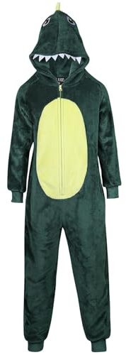 A2Z 4 Kids Boys Girls Crocodile Hooded Fleece Jumpsuit Costume Age 2-14 | Soft plush all-in-one sleepsuit for cosy Xmas play and animal dress-up