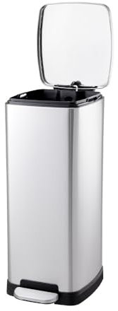 Warmiehomy Kitchen Bin Pedal Bin 30L Stainless Steel Trash Can with Inner Buckets Indoor Recycling Bins with Soft Close Lid for Kitchen Bathroom Bedroom Living Room