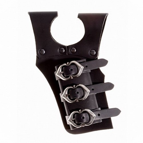 Pera Peris Schwerthalter im Stil des Mittelalters verstellbar mit 3 Schnallen aus Leder für Schwerter und Äxte (schwarz)