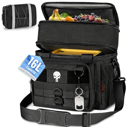 Desing Wish 16L Sac Isotherme Repas Congélation Glacière Souple Déjeuner Isotherme Portable Pliable Sac à Lunch Gamelle Travail Double Couche pour Adulte Homme Femme Voyage Camping Plage