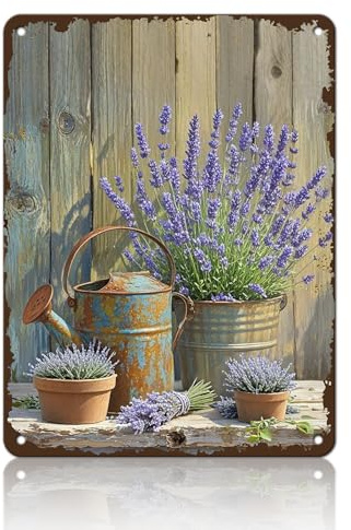 KIYOYO Metall-Blechschild für den Garten, Lavendel, Wanddekoration, 30,5 x 40,6 cm, lustiges Schild