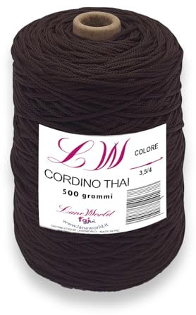 Cordino Swan Thai LaneWorld 500g, Cordino per Borse, Fa da te, Filato per Uncinetto, Disponibile in Vari Colori anche glitterato, confezione da 1-3-5 Pezzi (1, csw11)
