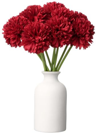 sourcing map 10pcs Artificial Chrysanthemum Ball Flowers Faux Chrysanthemum Flowers Bouquet Silk Fake Mum Flower for Home Garden Wedding Party Decoration, Red