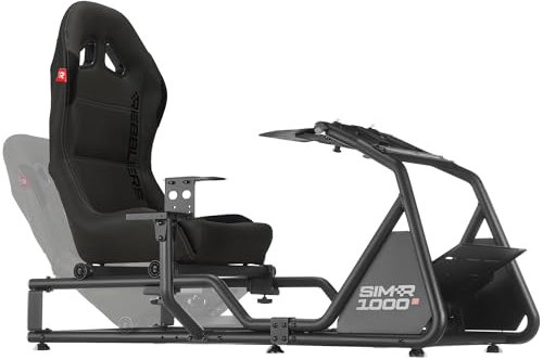 Rebblers SIMR1000 Simulatore Guida Professionale Sedile Racing Avvolgente con Supporto Cambio Freno a Mano e Supporto TV - Regolabile F1/GT/Rally - Compatibile Tutti i Volanti Gaming PC/Console (Nero)