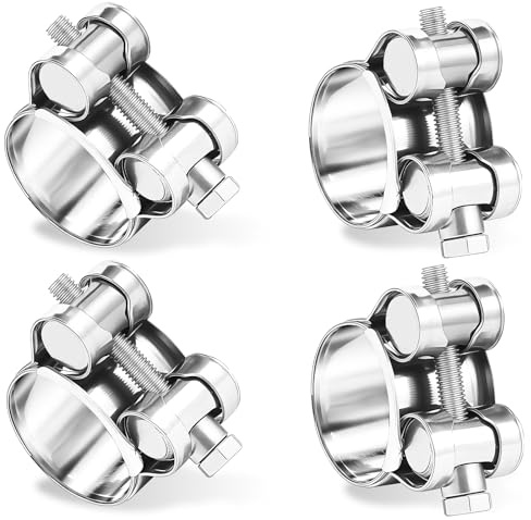 Jyvex 4 Stück Gelenkbolzenschelle Edelstahl 304 für Rohre 23-25mm, Schlauchschellen Pool Edelstahl Spannbackenschelle Universell für Auspuffrohr, Auspuffschelle Gelenkbolzenschellen für Schellen