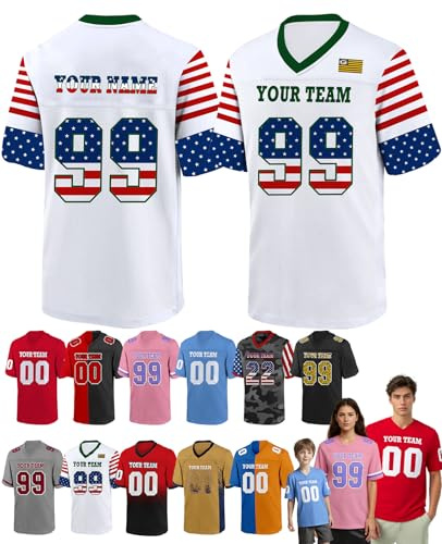 Personalisiert American Football Trikot für Herren Damen Personalisiertes Fußball Spieltrikots mit Namen Nummer