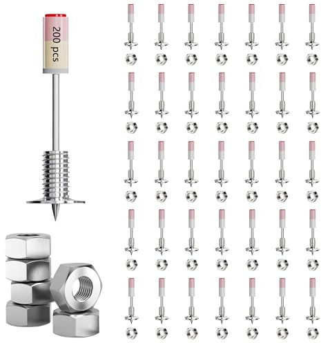 Lot de 100/200 Clous pour Pistolet à lous Clous: Béton 7,3 mm pour Pistolet Manuel Fixation de Gaines et Conduits sur Mur et Plafond en Béton pour Usage Domestique (argent, 200 Pcs)